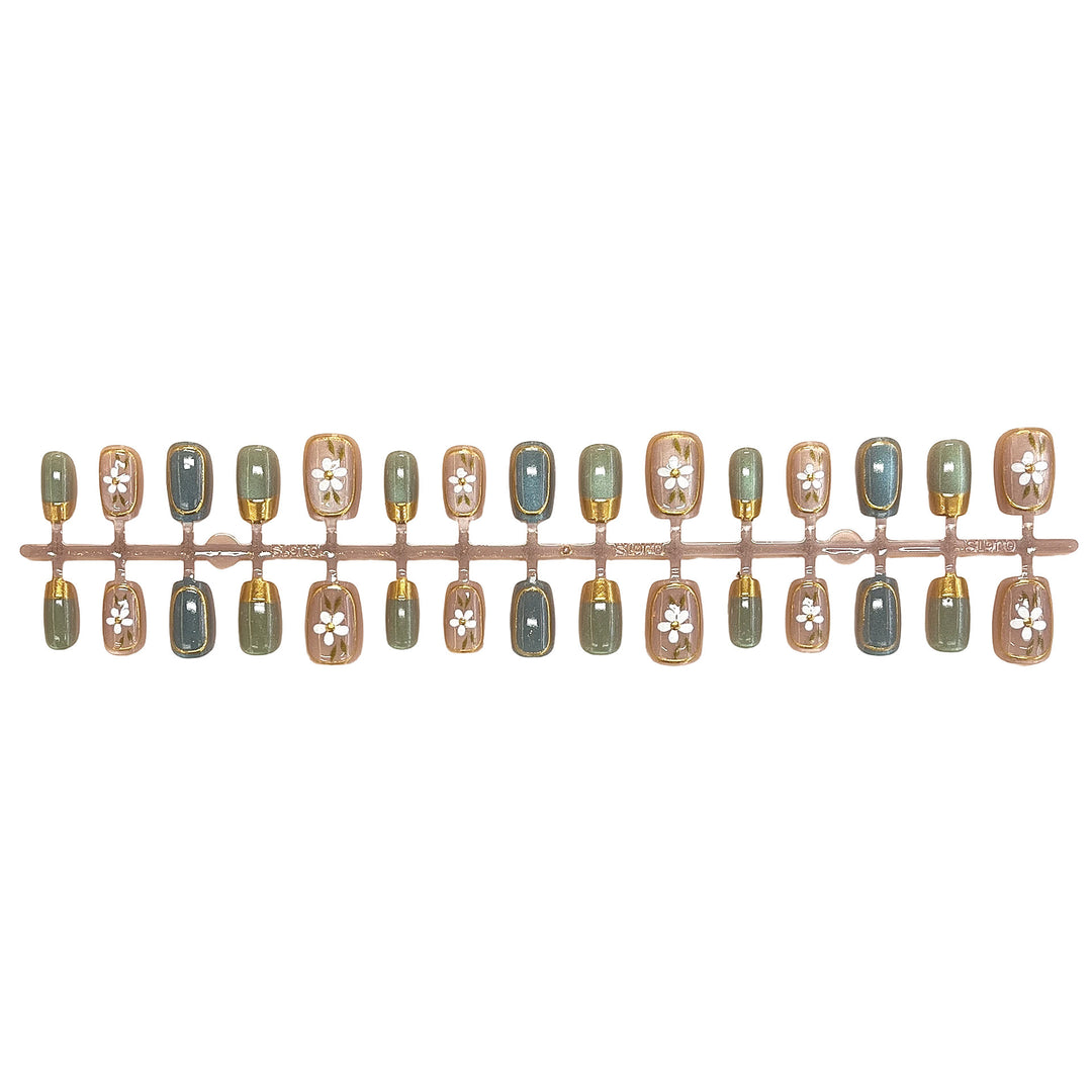 Floral Accent Press-On Nail Art Set Bowlift