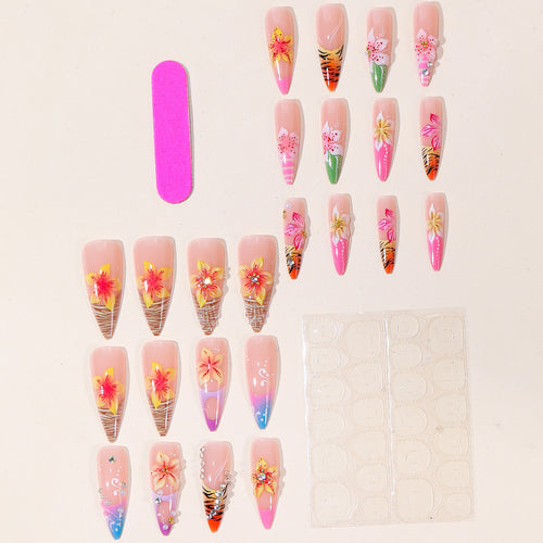 3D Floral Accented Nail Art Extensions Bowlift