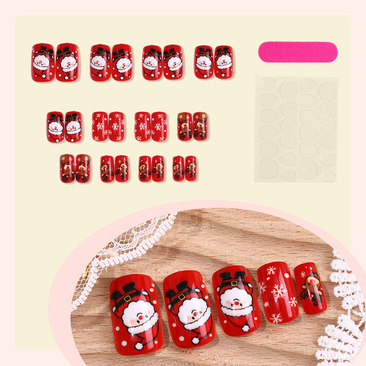 Festive Holiday Themed Press-On Nail Art Set Bowlift