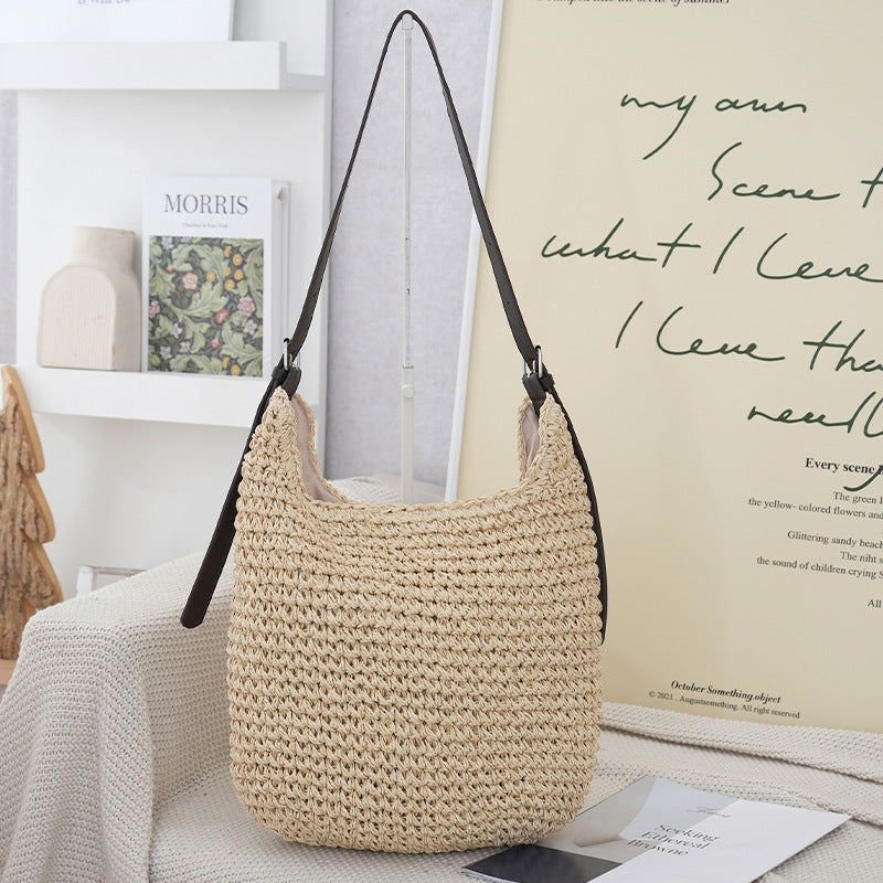 Woven Natural Material Handbag Bowlift