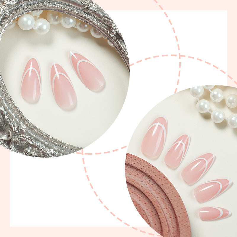 Designer Press-On Nail Set with Elegant Geometric Patterns Bowlift