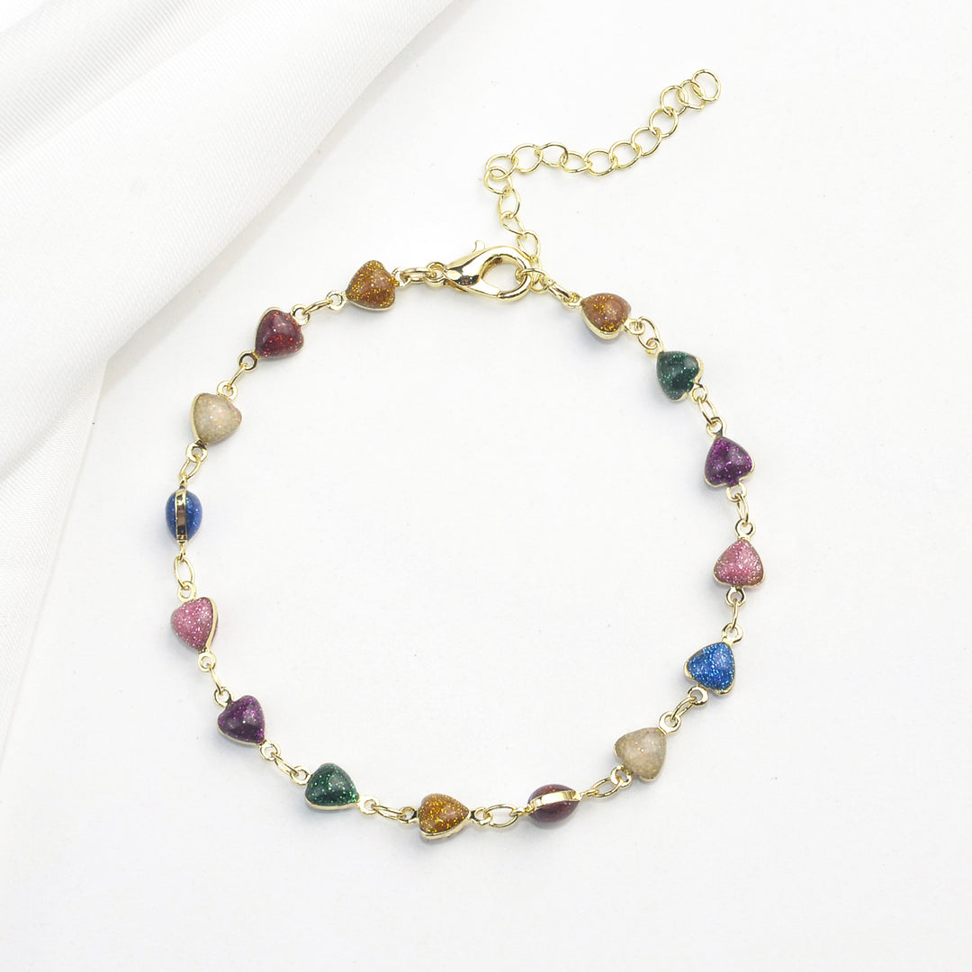 Heart-Shaped Beaded Anklet Bowlift