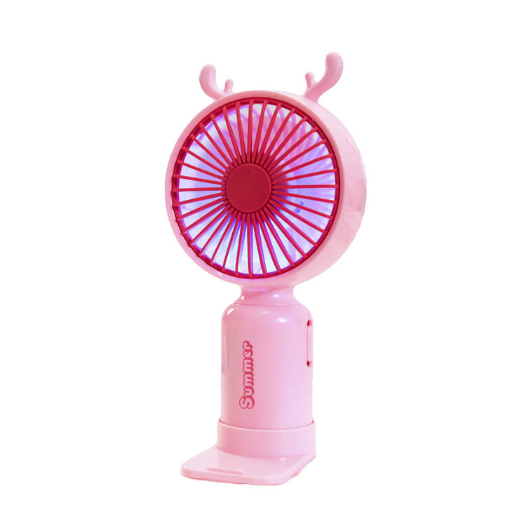 Ladies portable USB mini fan with LED night light folding stand and cute design Bowlift
