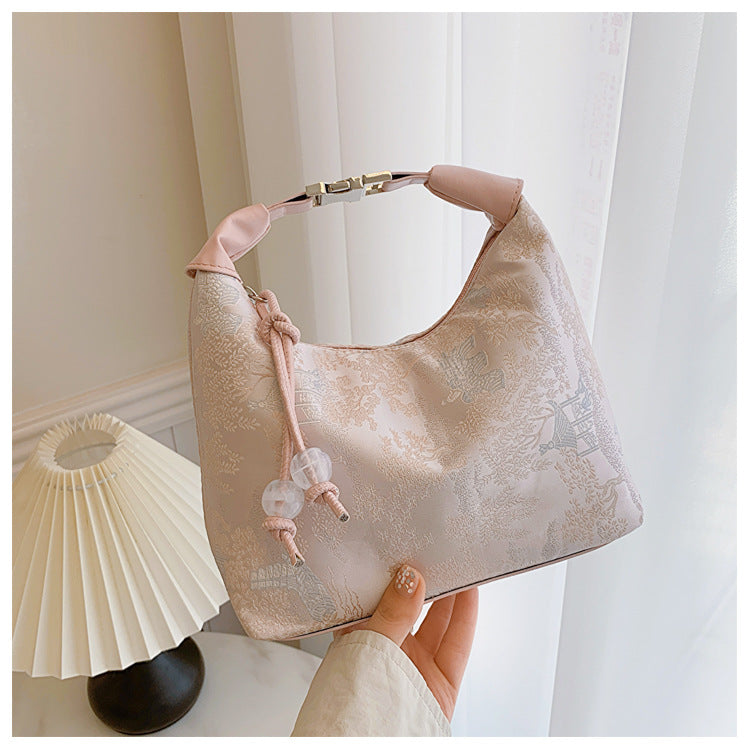Floral-Patterned Handheld Evening Bag Bowlift