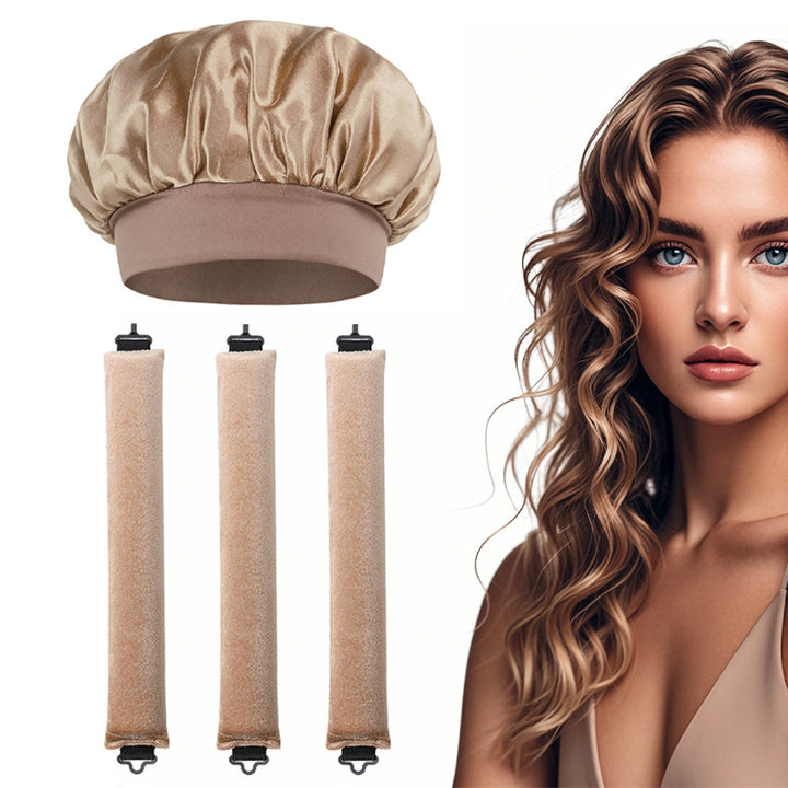 Satin Sleep Cap and Hair Rollers