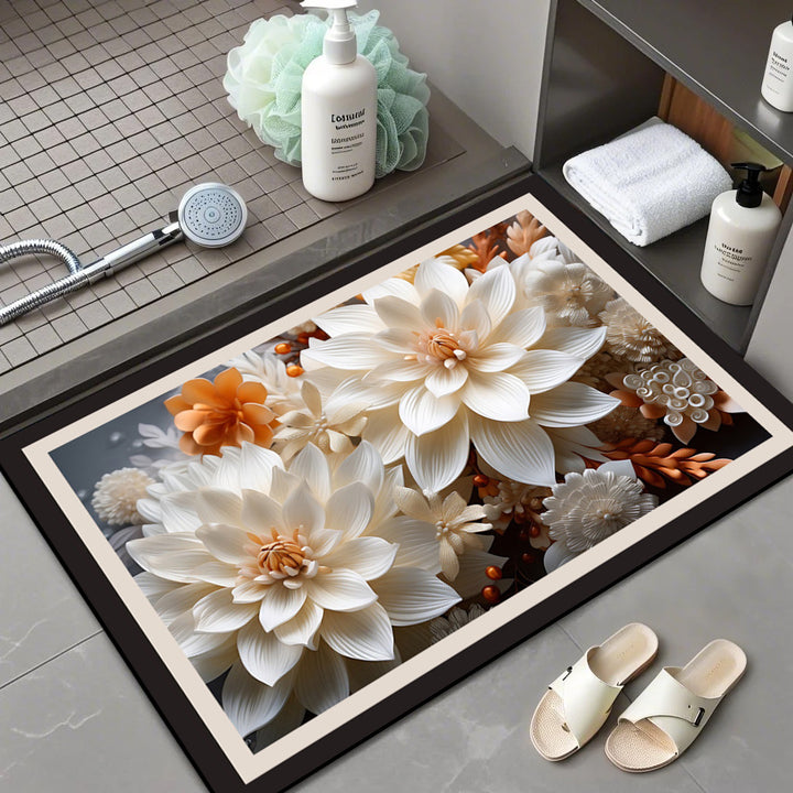 Floral Patterned Bath Mat Bowlift