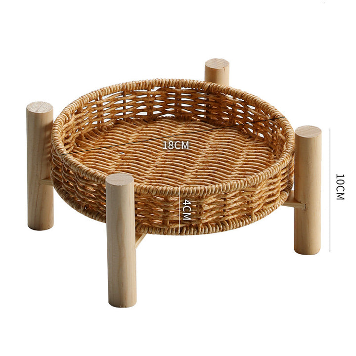Unisex Round Storage Bowl with Wooden Legs Bowlift