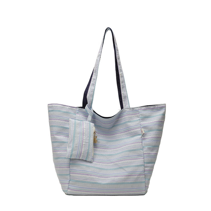 Spacious Wave Stripe Shopping Bag Bowlift