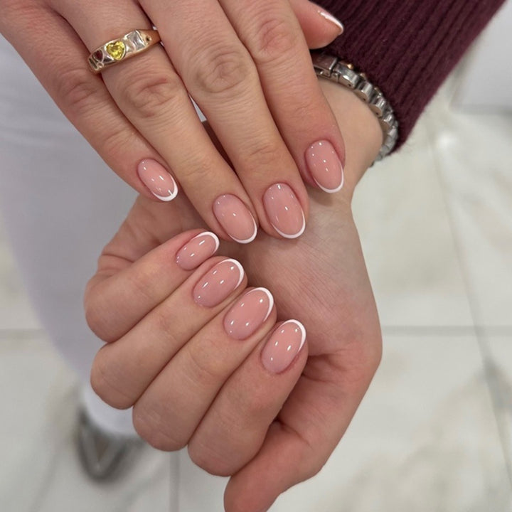 Natural French Tip Press-On Nails Bowlift