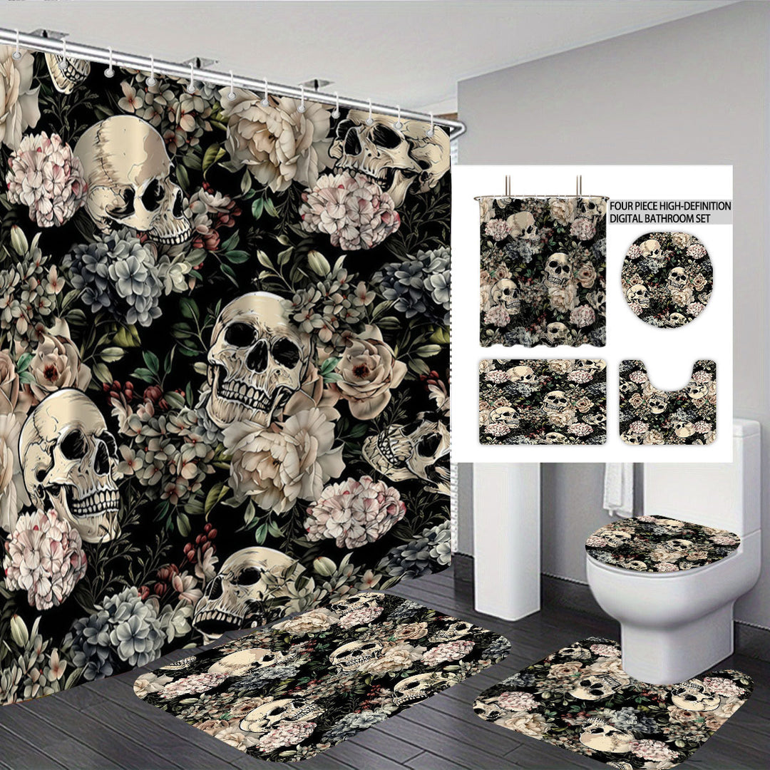 Artistic Skull Themed Bathroom Set Bowlift