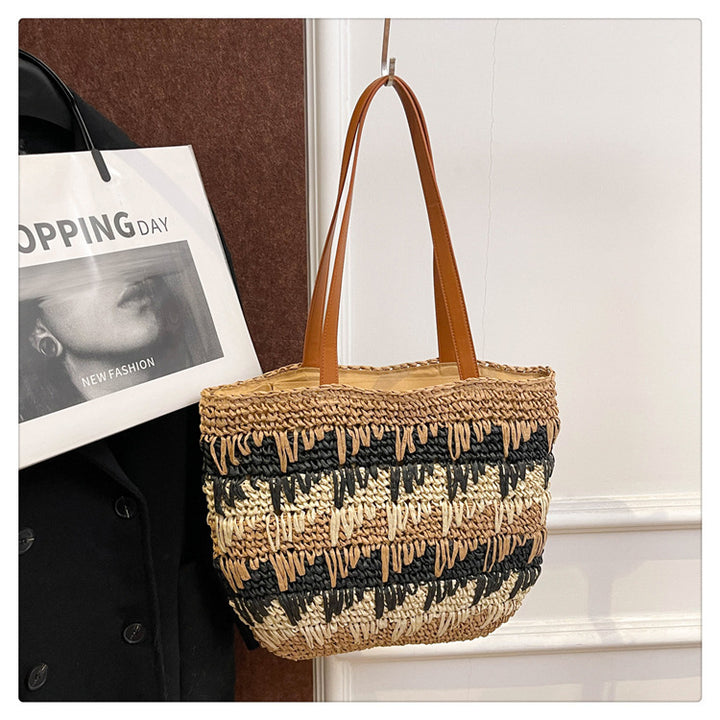 Woven Natural Material Handbag Bowlift