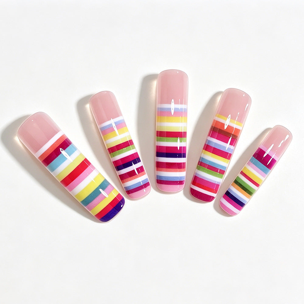 Colorful Striped Nail Art Tips Bowlift