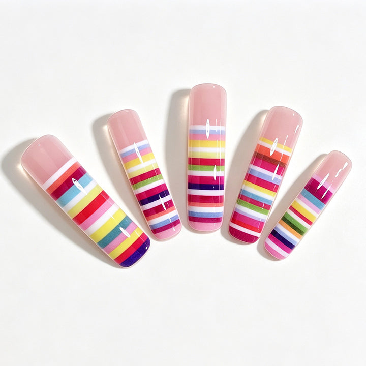 Colorful Striped Nail Art Tips Bowlift
