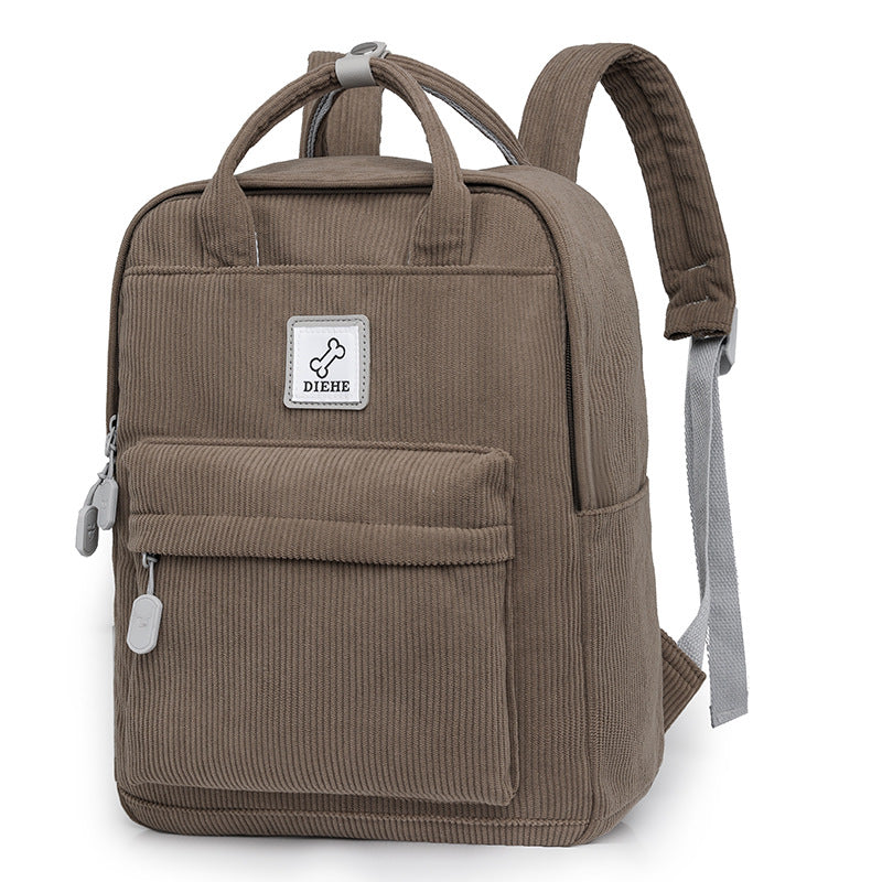Corduroy Textured Laptop School Backpack Bowlift