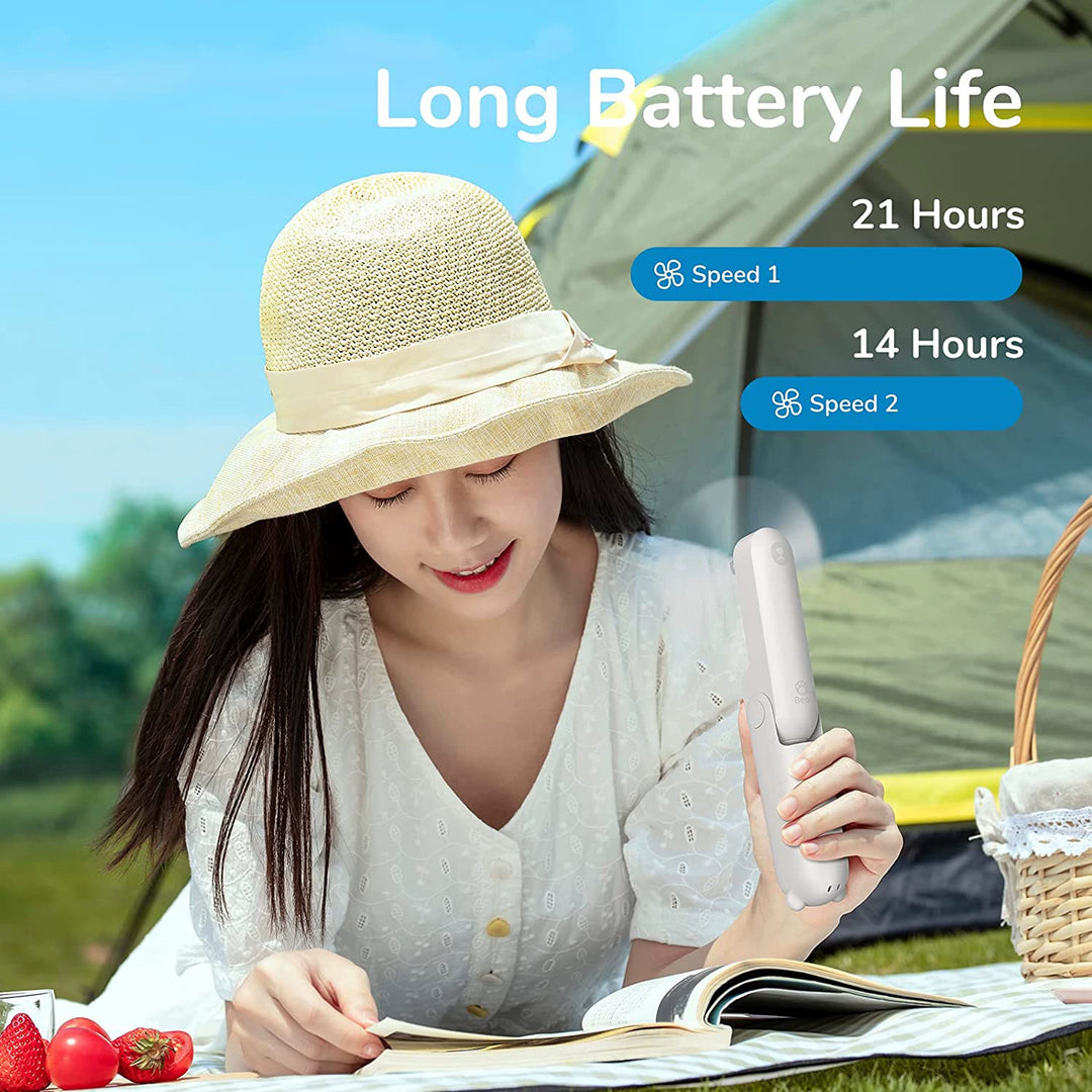 Unisex One Size Foldable Rechargeable Hand Fan with Integrated Power Bank and Dual USB Charging Ports Bowlift