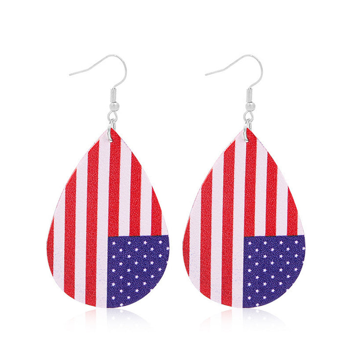Women's lightweight drop earrings with stars-and-stripes design made of vegan leather Bowlift