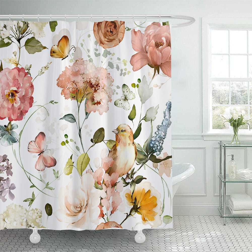 Floral Patterned Shower Curtain Bowlift