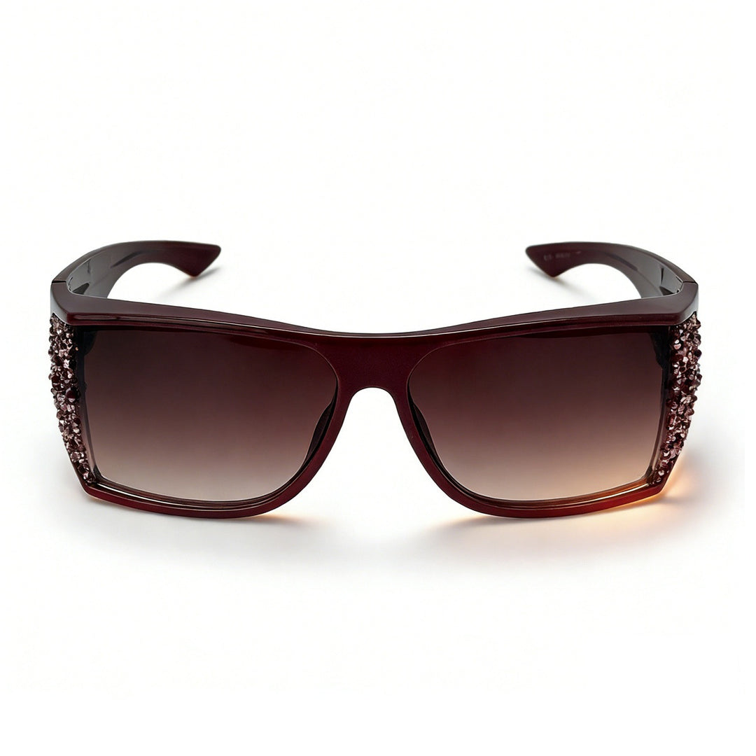 Women's Sporty Sunglasses with Sparkling Appliqués Bowlift