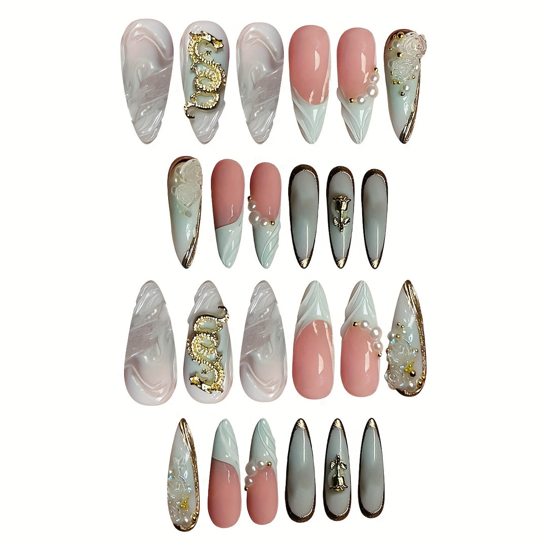 Creative Artistic Press-On Nail Design Bowlift