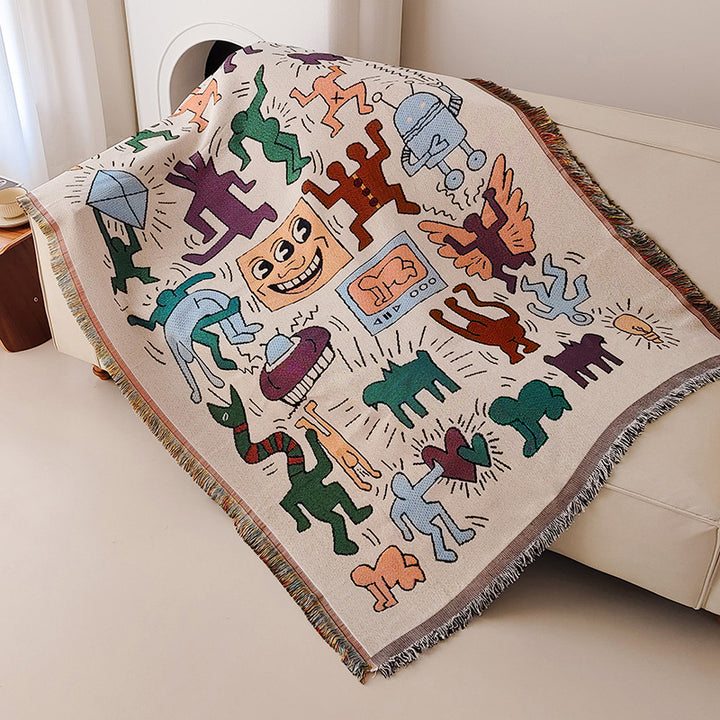 Artistic Cat-Themed Throw Blanket