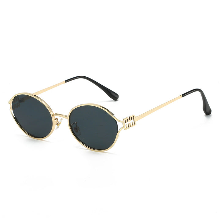 Round Sunglasses with Golden Accents Bowlift
