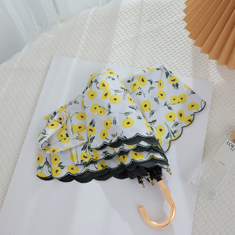 Women's elegant automatic folding umbrella with floral details Bowlift