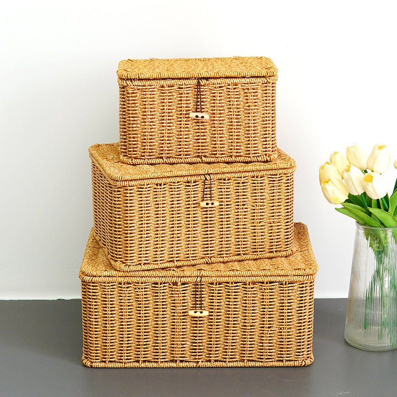 Women Large Storage Basket with Lid Bowlift