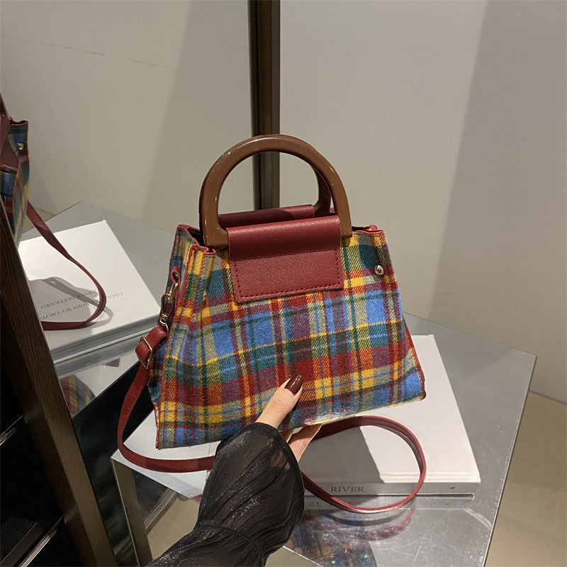 Plaid Structured Mini Handbag Bowlift