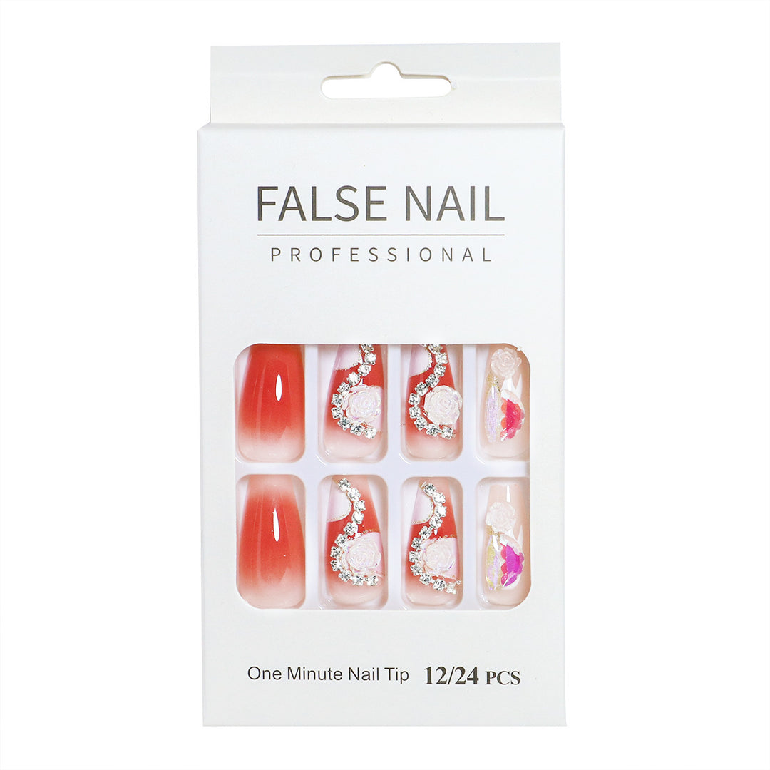 Decorative Press-On Nail Set with 3D Accents Bowlift