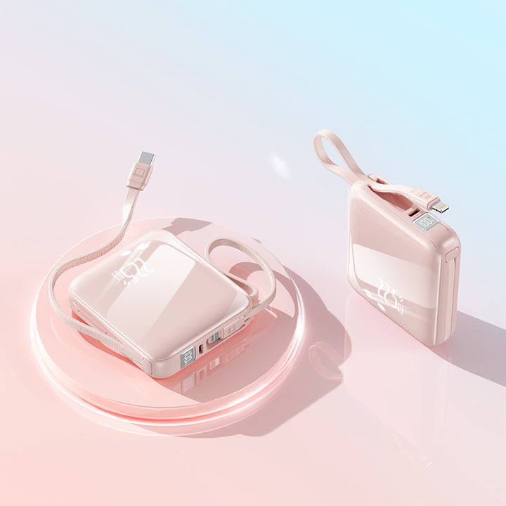 Portable power bank with integrated charging cable and digital display Bowlift