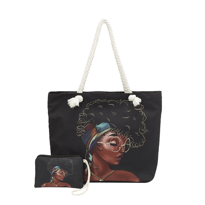 WoStylish Graphic Print Beach Tote Bag Bowlift