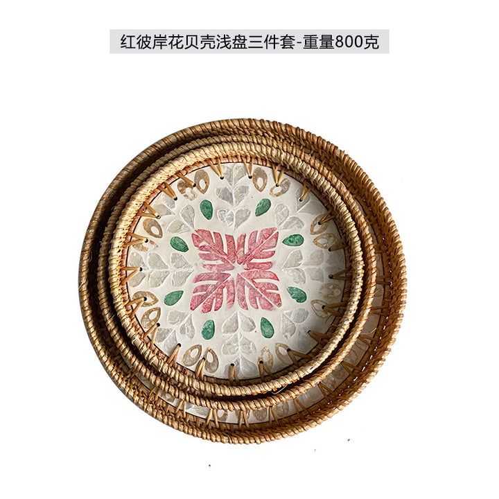 Ladies' cowhide serving basket with handwoven design Bowlift