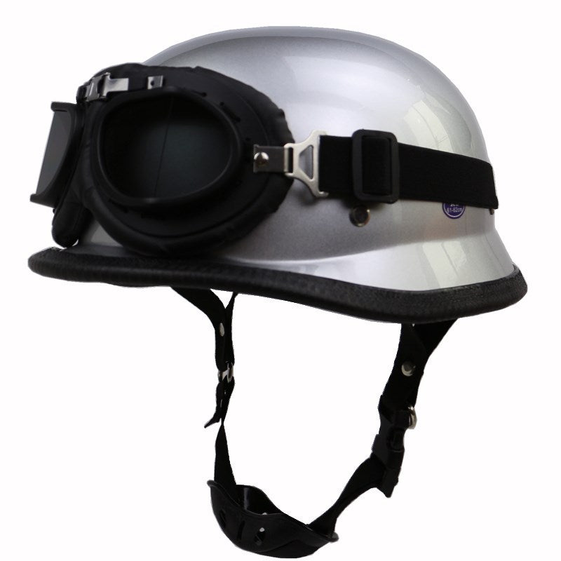 Vintage Motorcycle Helmet with Protective Goggles Bowlift