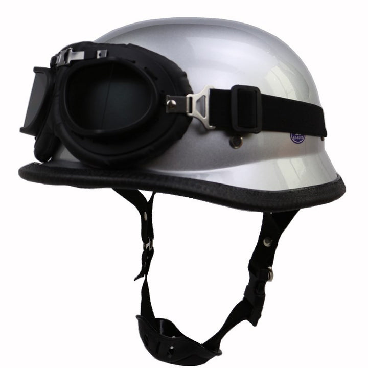 Vintage Motorcycle Helmet with Protective Goggles Bowlift