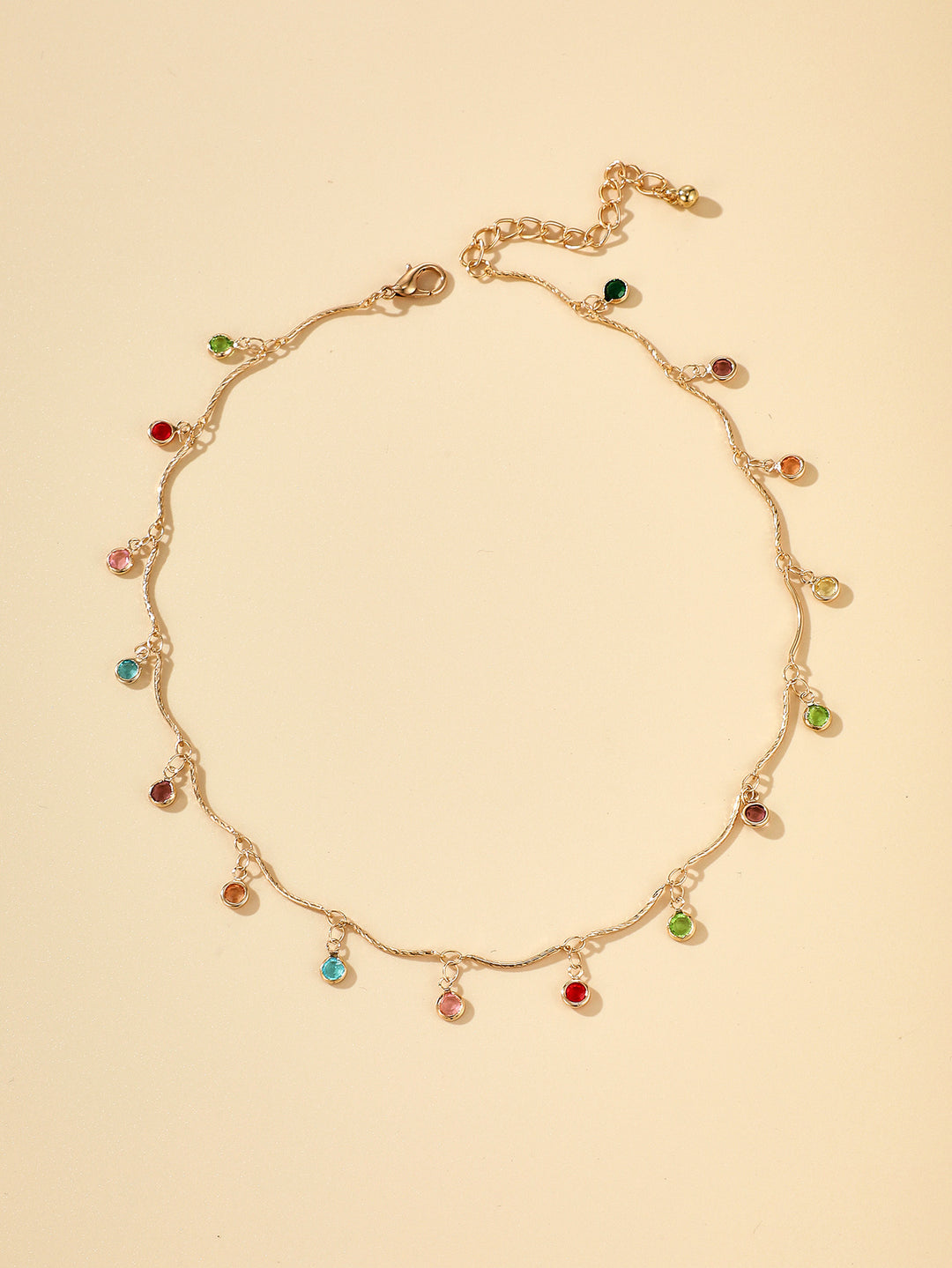 Gold-Plated Gemstone Charm Necklace Bowlift