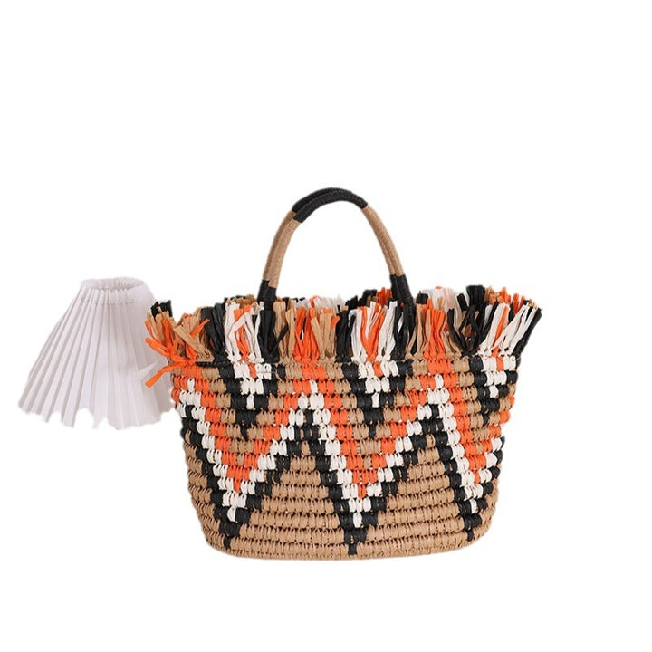 Stylish straw bag with eye-catching pattern Bowlift