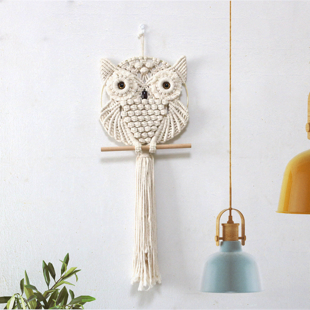Artful Macrame Wall Hanging In Owl Shape Bowlift