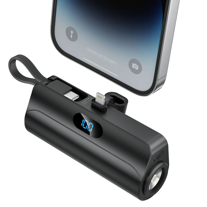 Compact power bank with integrated LED light Bowlift