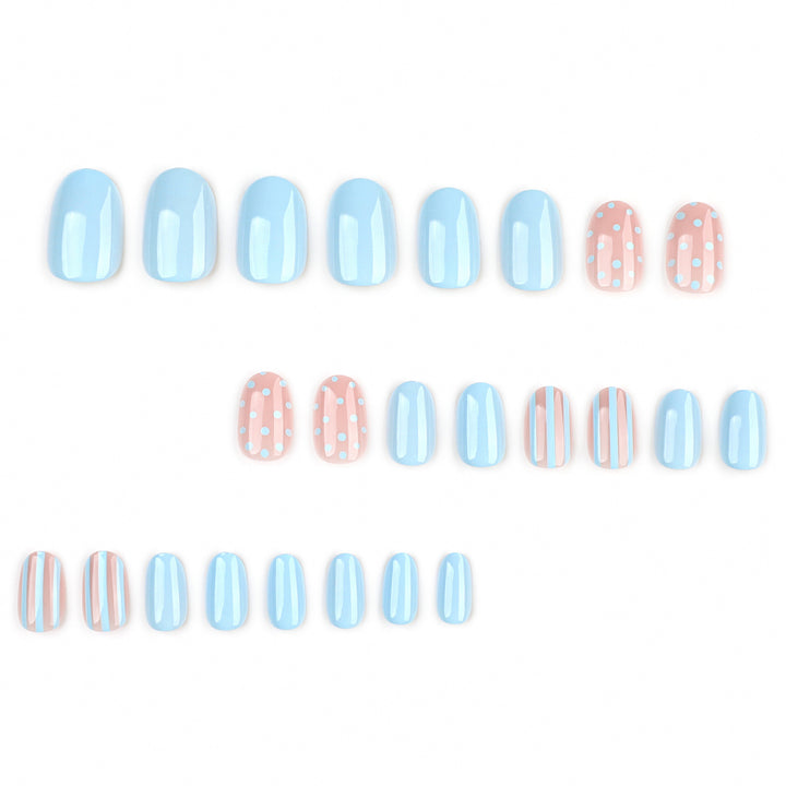 Creative Nail Art with Dots and Stripes Bowlift