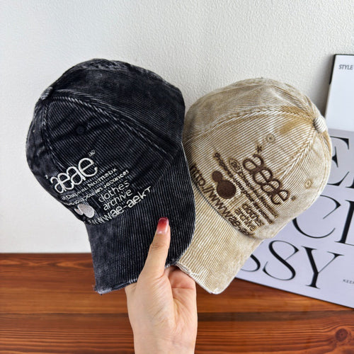 Women's Distressed Corduroy Baseball Cap Bowlift
