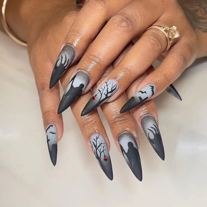 Artificial Nail Set with Colorful Flower Patterns Bowlift