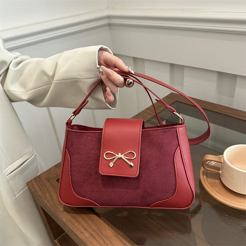 Stylish Faux Suede Handbag Bowlift
