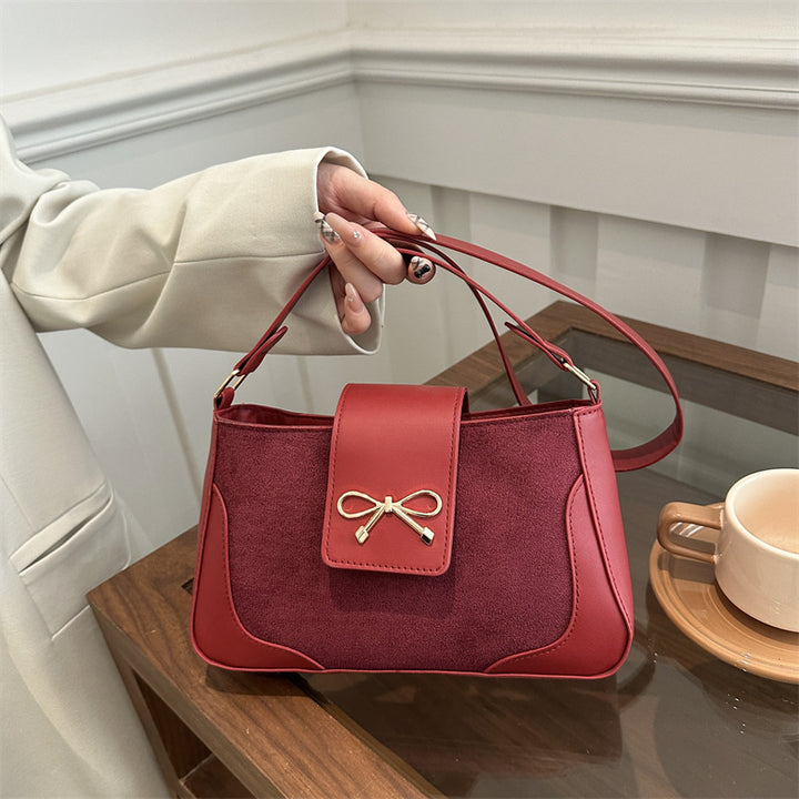 Stylish Faux Suede Handbag Bowlift
