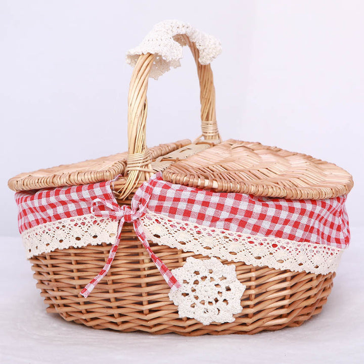 Women's storage basket set with decorative inner lining and practical carrying handles Bowlift