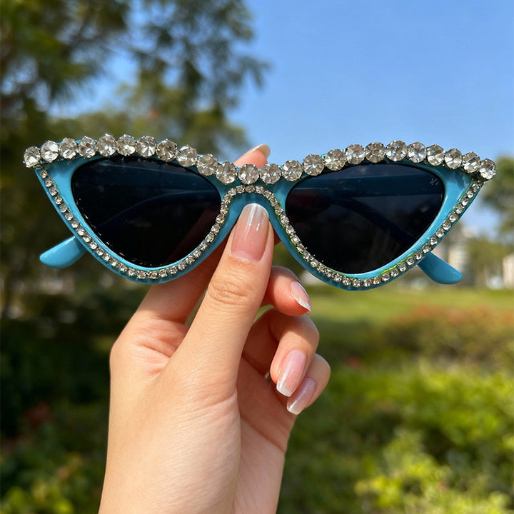 Glamorous Rhinestone-Accented Cat-Eye Sunglasses Bowlift