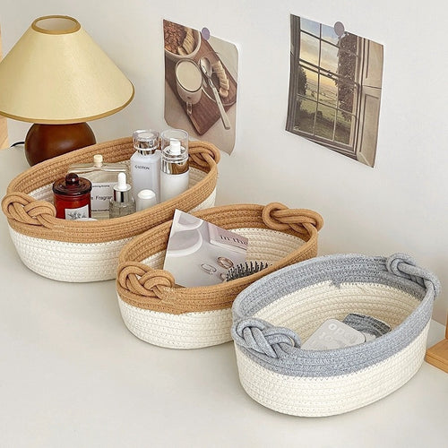 Women Versatile Storage Basket with Double Knot Accent Bowlift