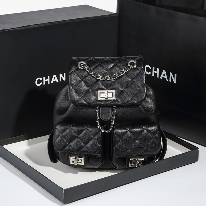 Quilted Multi-Compartment Backpack Handbag