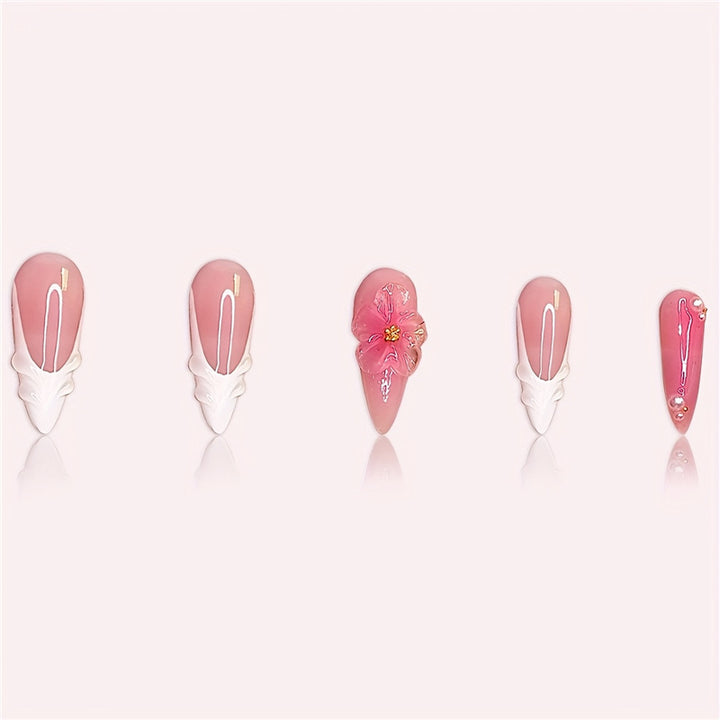 Floral 3D Press-On Nail Art Bowlift