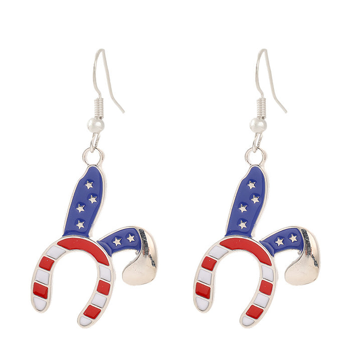 Women nan enamel horseshoe earrings with star motif and fishhook closure Bowlift