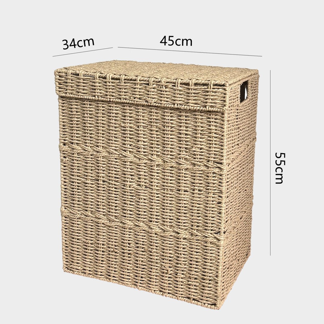 High-quality laundry basket with lid and natural weave Bowlift